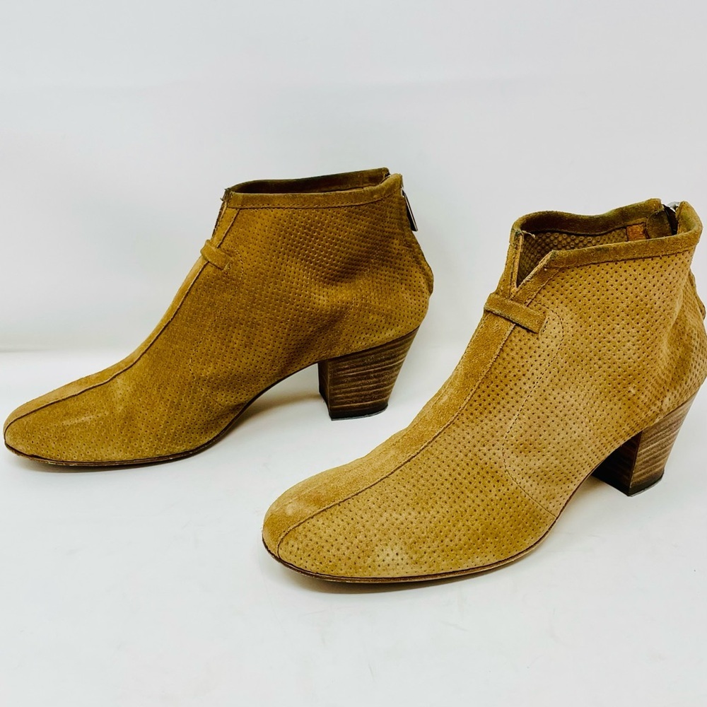 Aquatalia Tan Suede Leather Sole Ankle Booties with slip pads